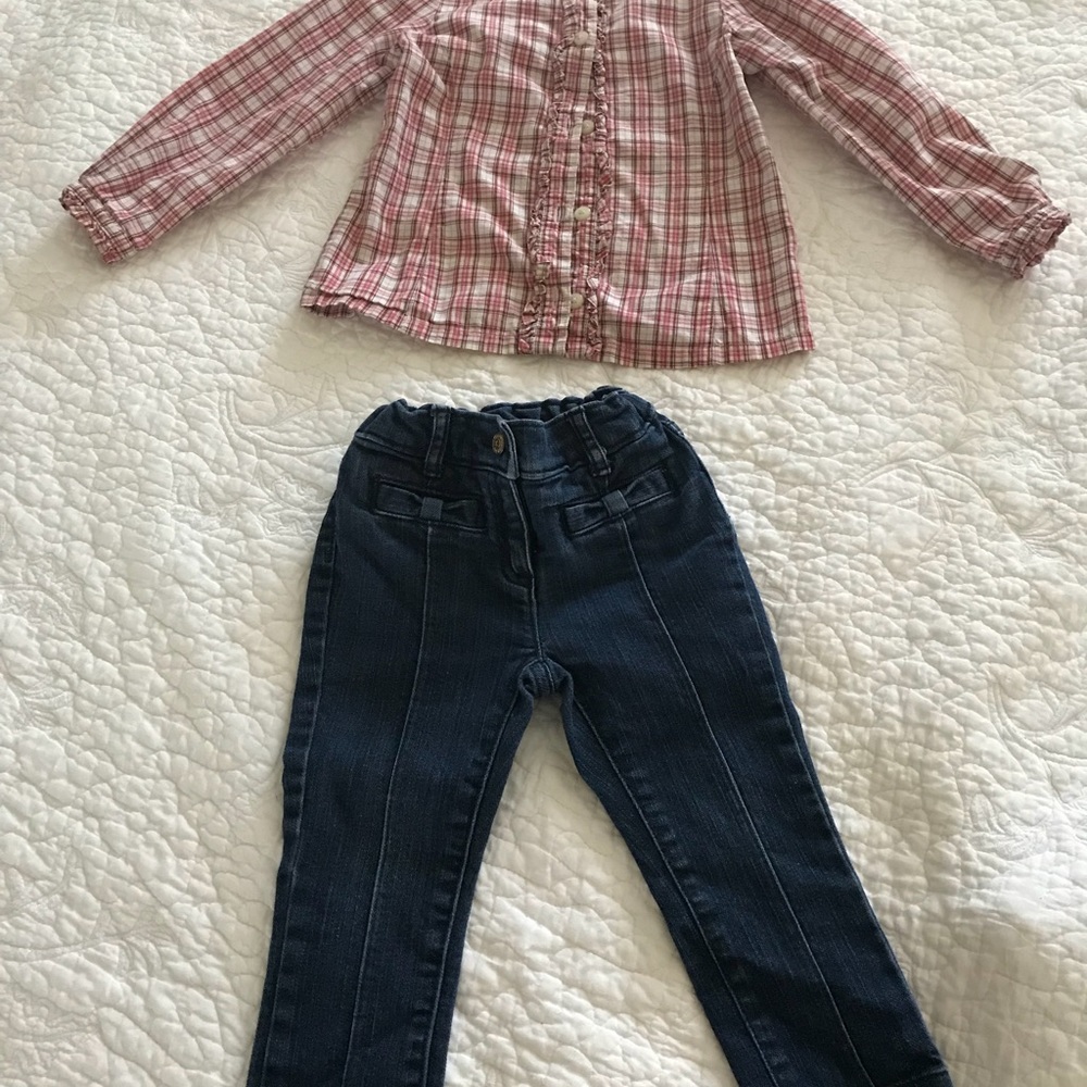 Janie and jack top and jeans. The top is size 3t